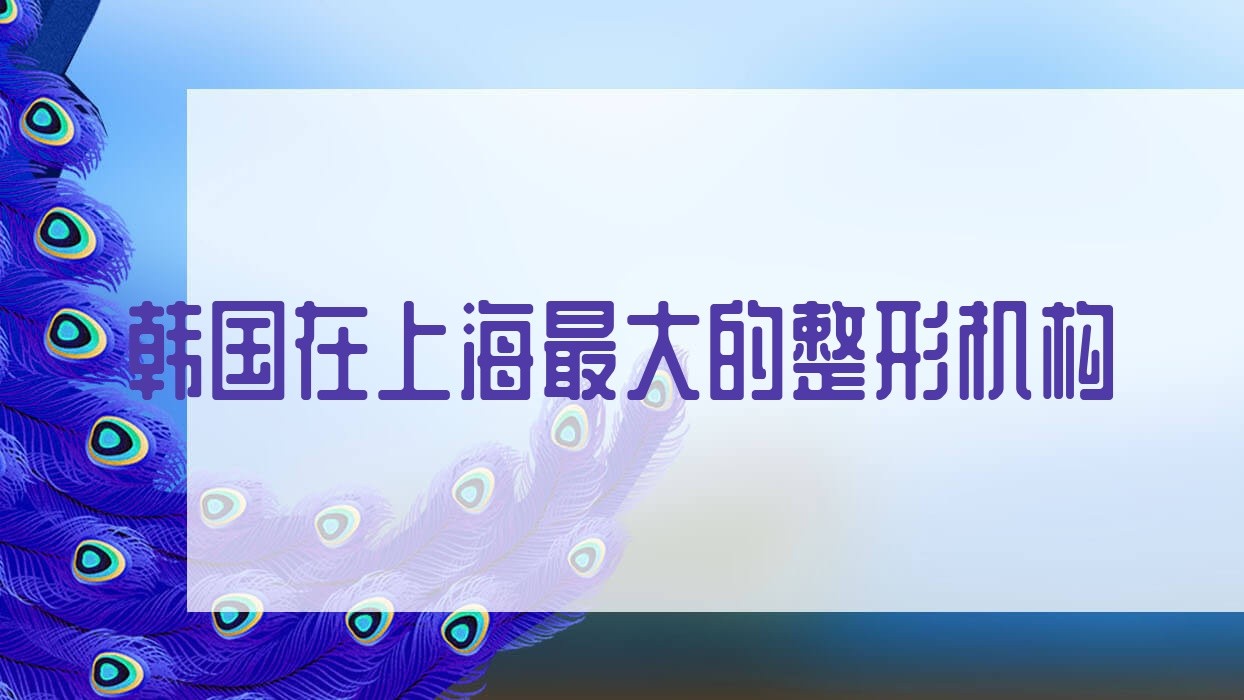 韩国在上海最大的整形机构?上海整容比较权威的医院韩国医